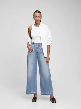 High Rise Pleated Wide-Leg Trouser with Washwell | Gap (US)