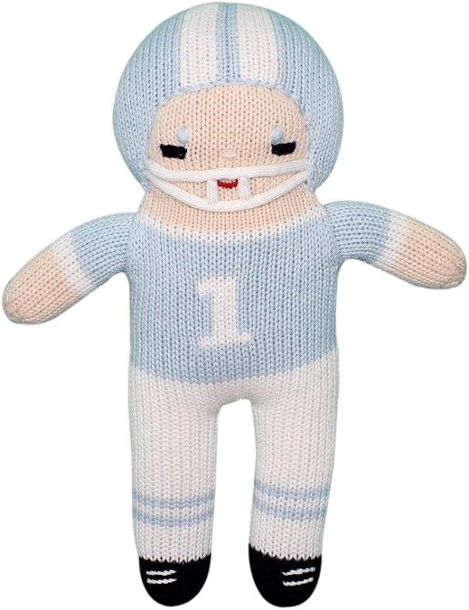 Baby Boys’ Hand-Knit Football Player Plush Toy, All-Natural Fibers, Eco-Friendly, 12-Inch, Blue... | Amazon (US)