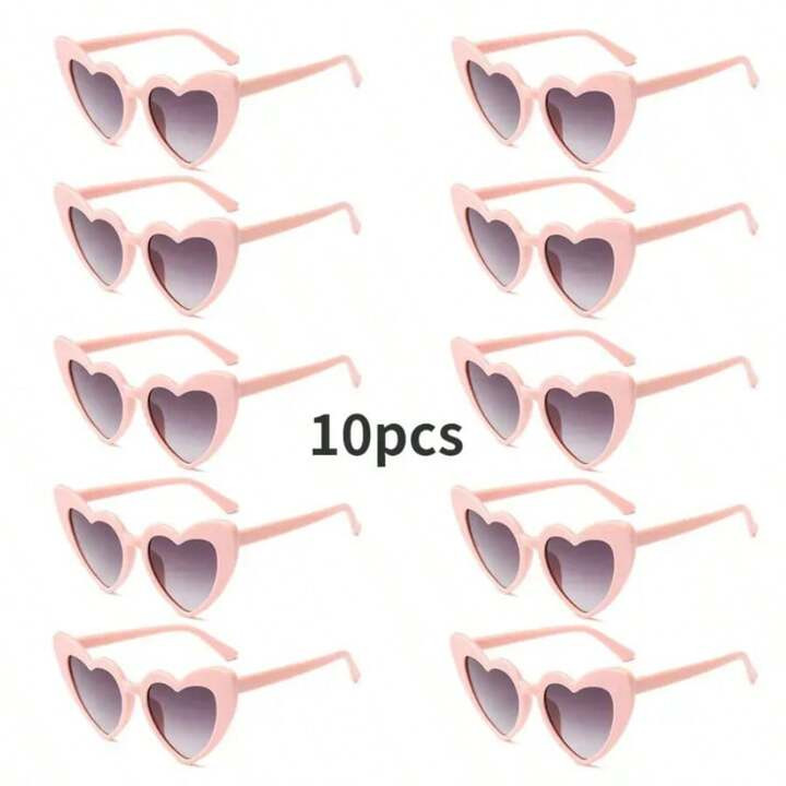 10PCS Love Heart Shaped Sunglasses For Women Men Vintage Party Favor Decorative Glasses As Christ... | SHEIN