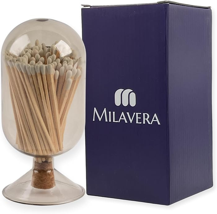 Premium Glass Match Cloche - Matches in a Jar with Striker. Long Matches for Candles, Fireplace. ... | Amazon (US)