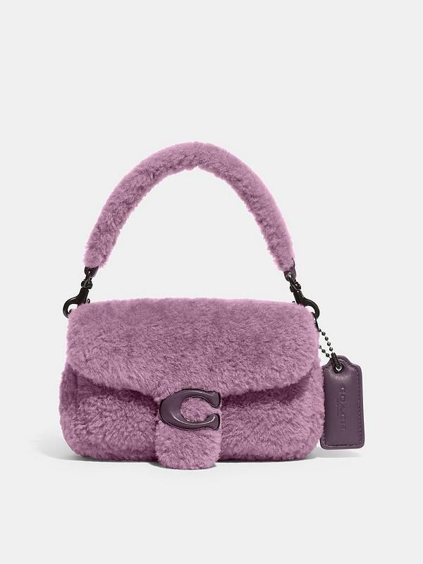 COACH Leather Covered C Closure Shearling Pillow Tabby 18 - Dusty Purple | Very (UK)