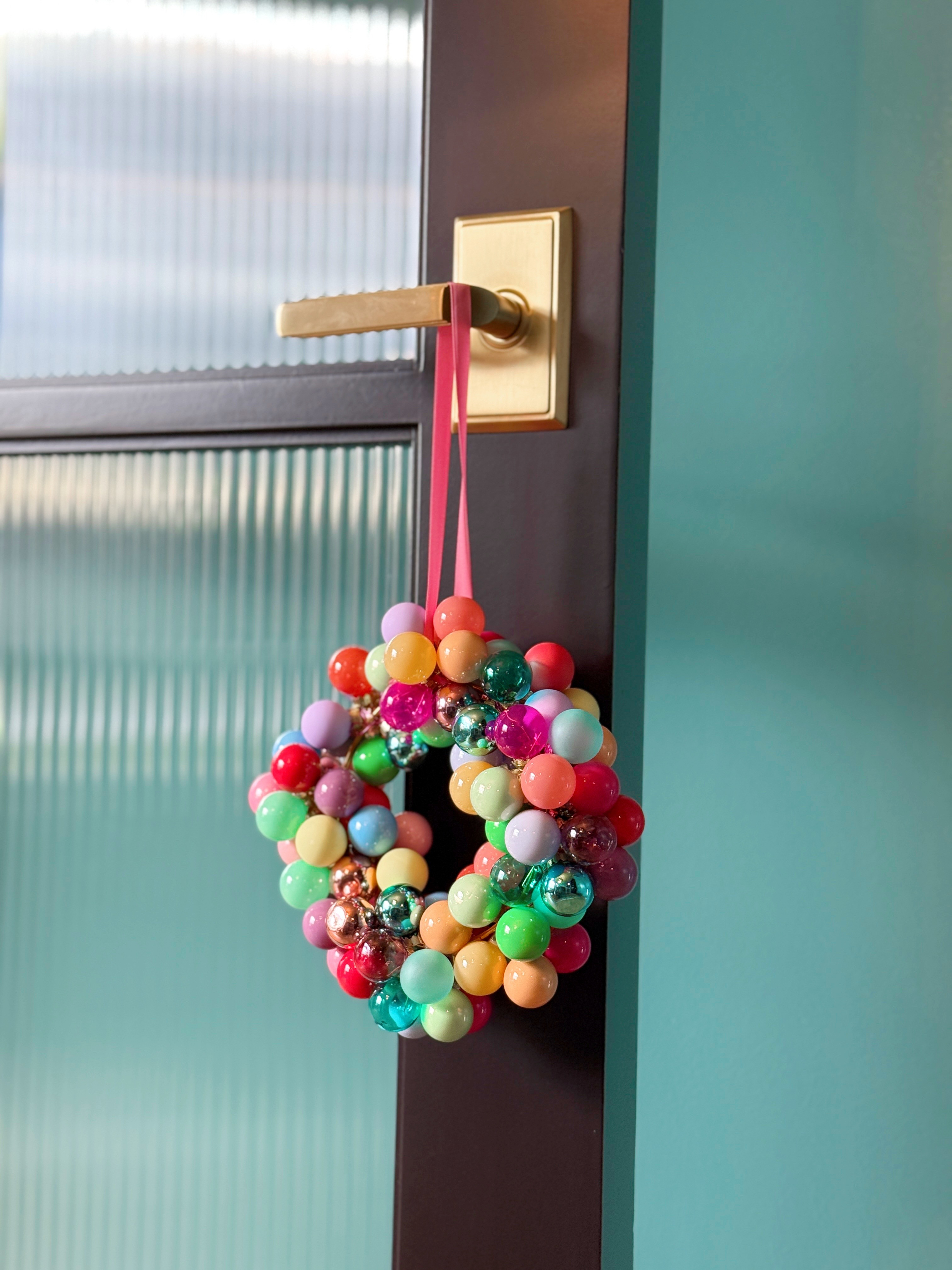 Mini ornament wreath for door handle #holidaydecor #holiday #Christmas 

 #LTKHoliday #LTKSeasonal #LTKHome