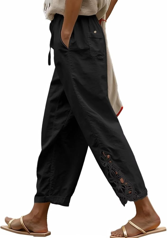 Acelitt Women Casual Lightweight Drawstring Elastic Waist Pants with Pockets, S-XXL | Amazon (US)