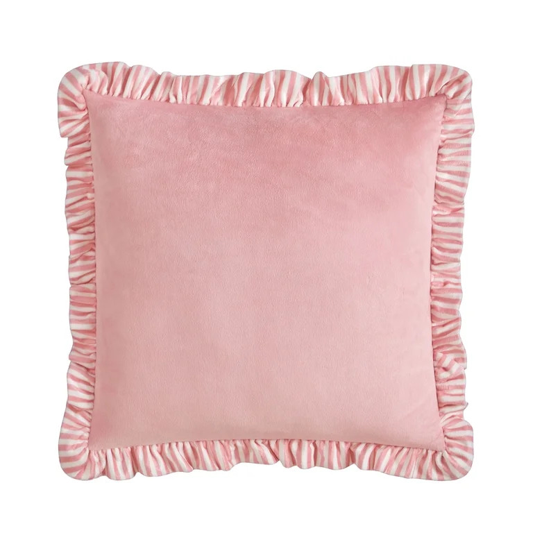 Urban Shop Petals & Pearls 16"x16" Square Printed Ruffle Decorative Pillow, Pink | Walmart (US)