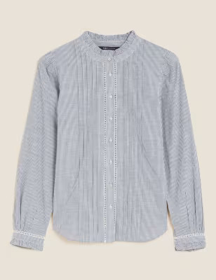 Pure Cotton Striped Pintuck Blouse | Marks & Spencer (UK)