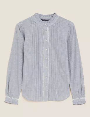 Pure Cotton Striped Pintuck Blouse | Marks & Spencer (UK)