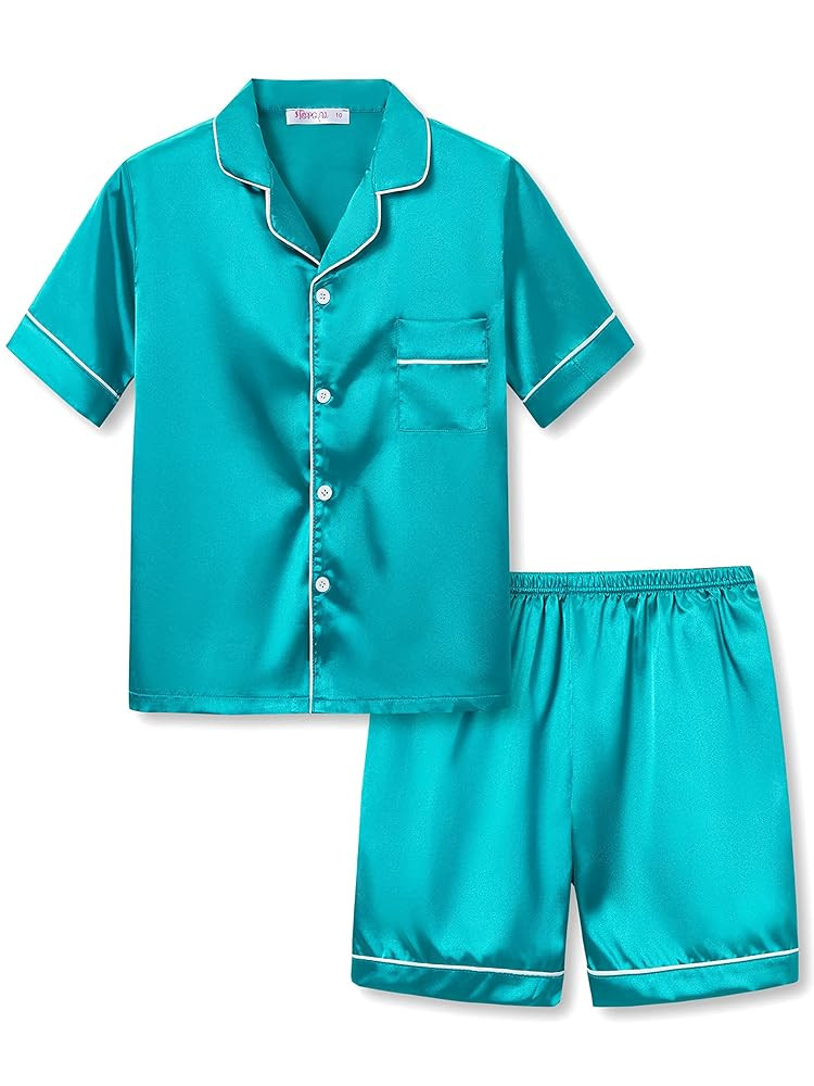 Topgal Satin Pajamas for Girls – Coat Style Silky Button Down PJ Set Size 6-16 | Amazon (US)