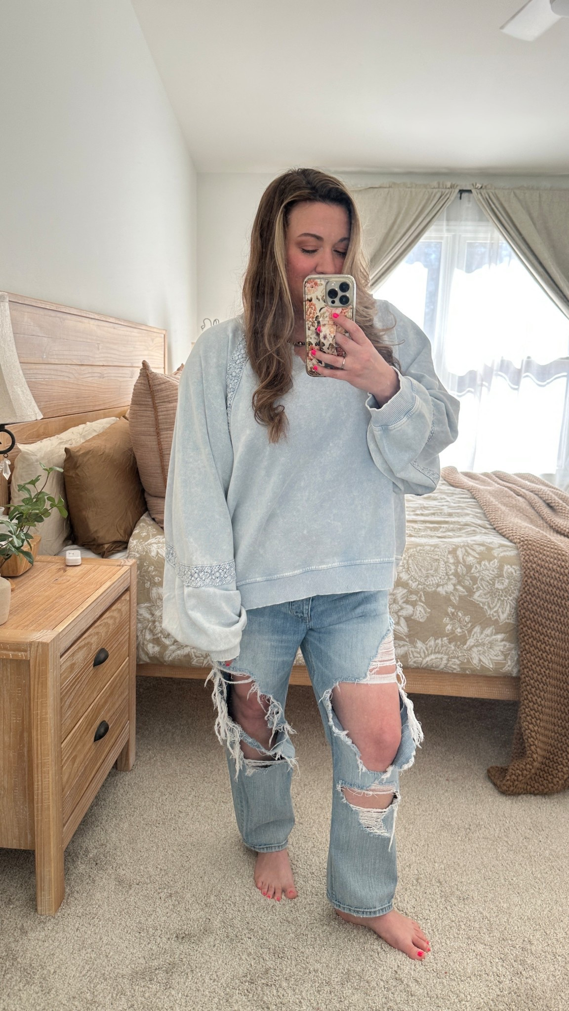 Crochet lace sweatshirt 🩵

#LTKFindsUnder100