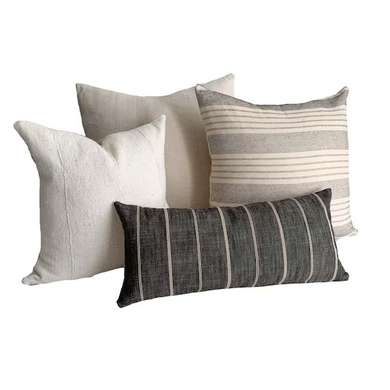 Read the full title
    Studio Pillows | Modern Farmhouse Pillow Combination #4 | Striped Pillows | Etsy (US)