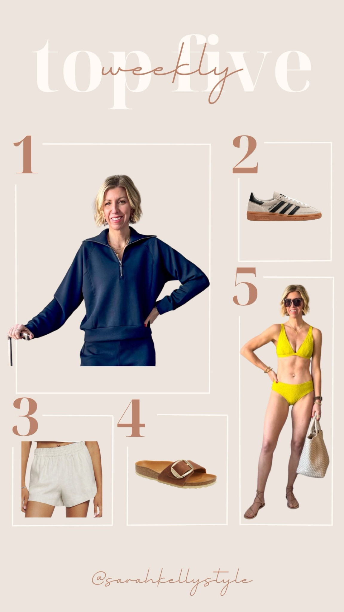 Weekly Best Sellers 

Spanx Airessentials Half Zip - Use Code: SARAHKELLYXSPANX at checkout for 10% off your order

Adidas Sneakers, Linen Shorts, Birkenstock Sandals, Longline Bikini

#LTKstyletip #LTKSeasonal #LTKover40