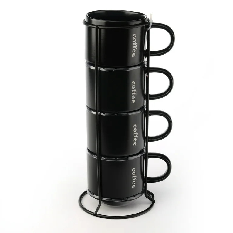 Signature Housewares  Tower Mugs,  Coffee Break Black Matte | Walmart (US)
