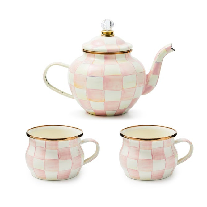 Rosy Check 4 Cup Teapot & Teacup Set | MacKenzie-Childs