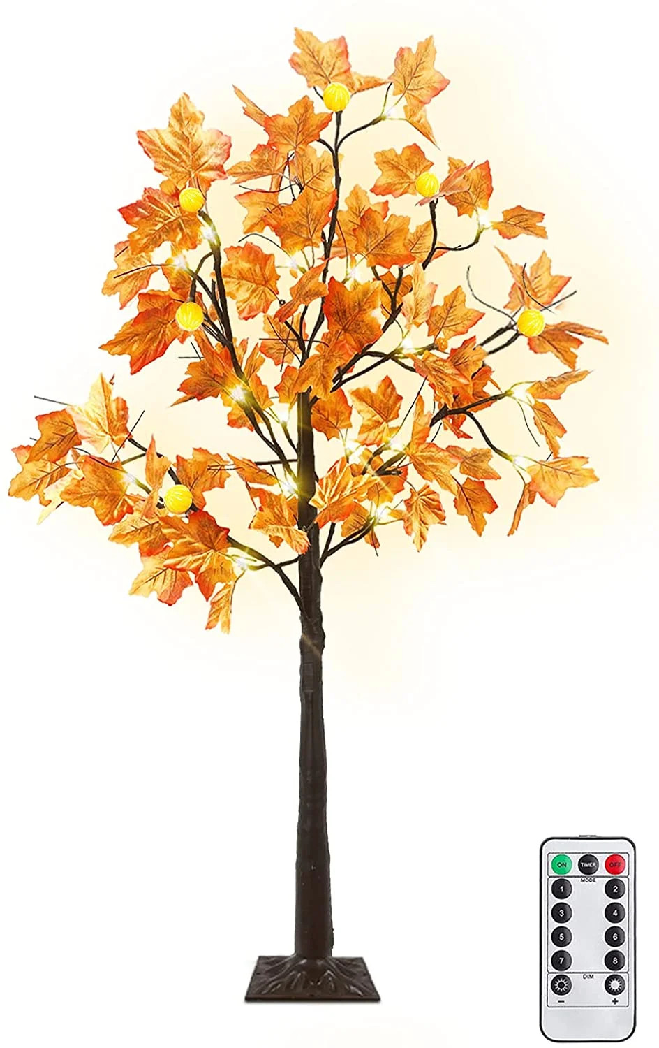 Ottoy 4 Ft Lighted Maple Tree Fall Decor with Timer Remote 42 Led 6 Pumpkin Lights 8 Modes Artifi... | Walmart (US)