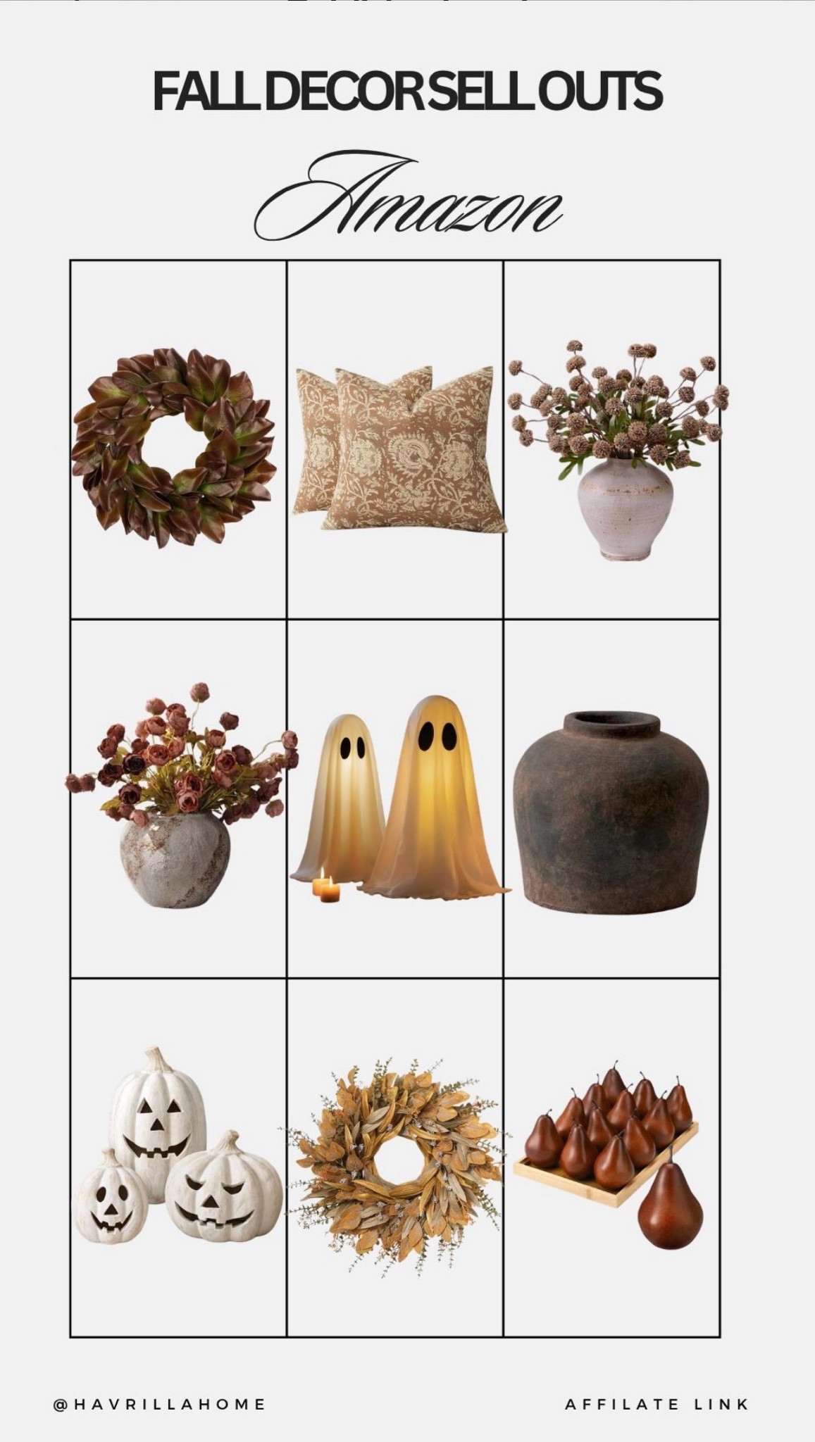 Fall Decor Sellouts Amazon, fall decor Amazon, Halloween decor, fall home decor, Amazon fall finds, fall wreath, decorative vase, faux fall florals, ghost decor, ceramic pumpkins, fall throw pillows, brown vase, fall centerpiece, neutral fall decor, autumn decorating ideas, cozy fall home, seasonal decor, pumpkin decor, affordable fall decor, trending fall decor, fall home inspiration

#LTKSeasonal #LTKHome

Comment SHOP below to receive a DM with the link to this post on my LTK ⬇ https://liketk.it/6iwNo

#LTKSeasonal #LTKHome #LTKSaleAlert