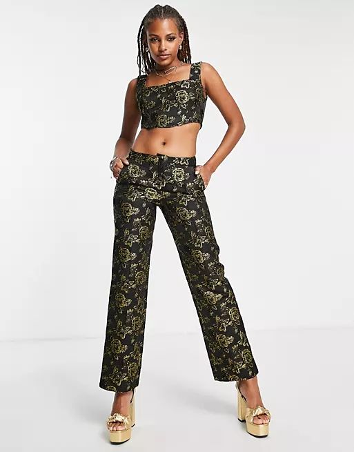 Reclaimed Vintage low rise straight pants in dark floral - part of a set | ASOS (Global)