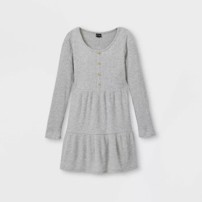 Girls' Waffle Tiered Long Sleeve Dress - art class™ | Target