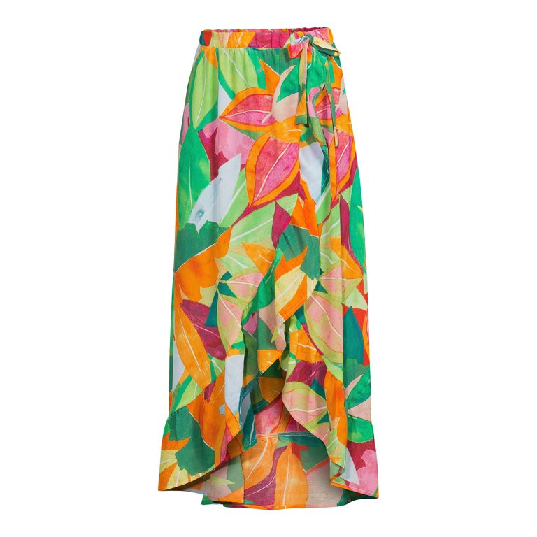 Time and Tru Women's Ruffle Trim Swim Cover-Up Skirt | Walmart (US)