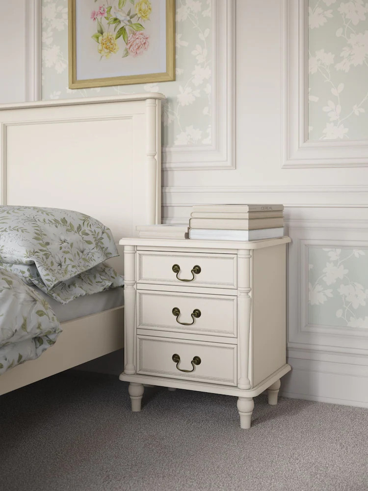 Buy Laura Ashley Ivory Clifton 3 Drawer Bedside Table from Next Ireland | Next EU