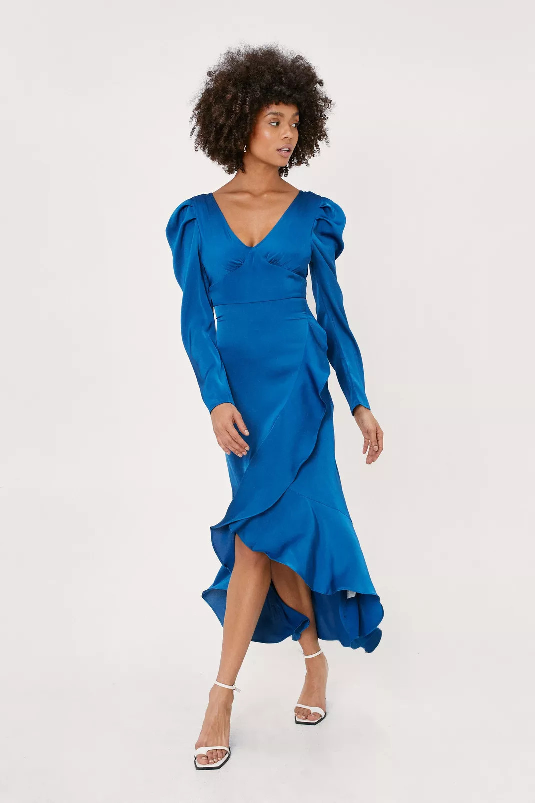 Frill Detail Dipped Hem Maxi Dress | Nasty Gal (US)