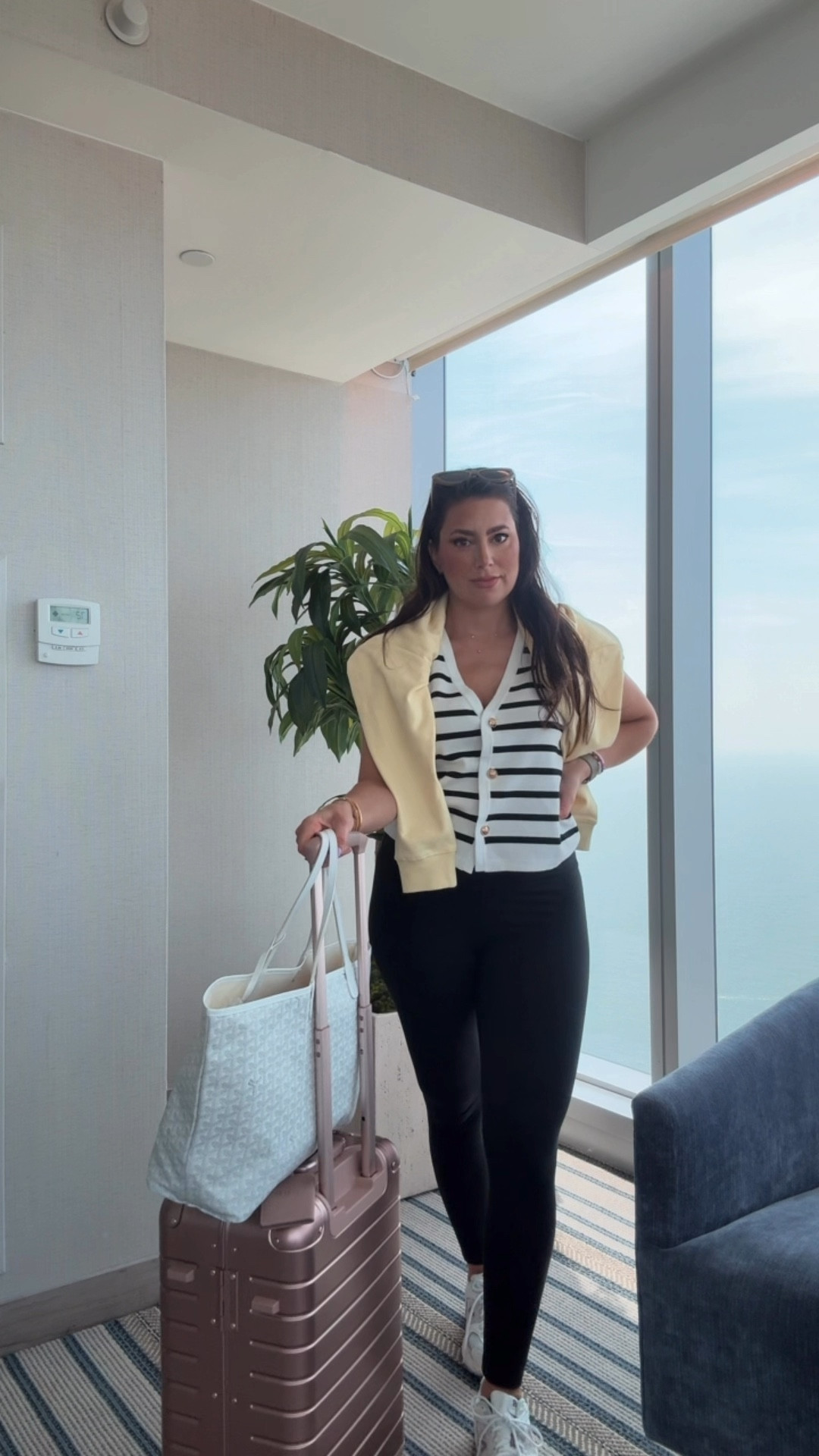 Summer travel look striped top yellow sweater and luggage 

#LTKSeasonal #LTKTravel #LTKStyleTip