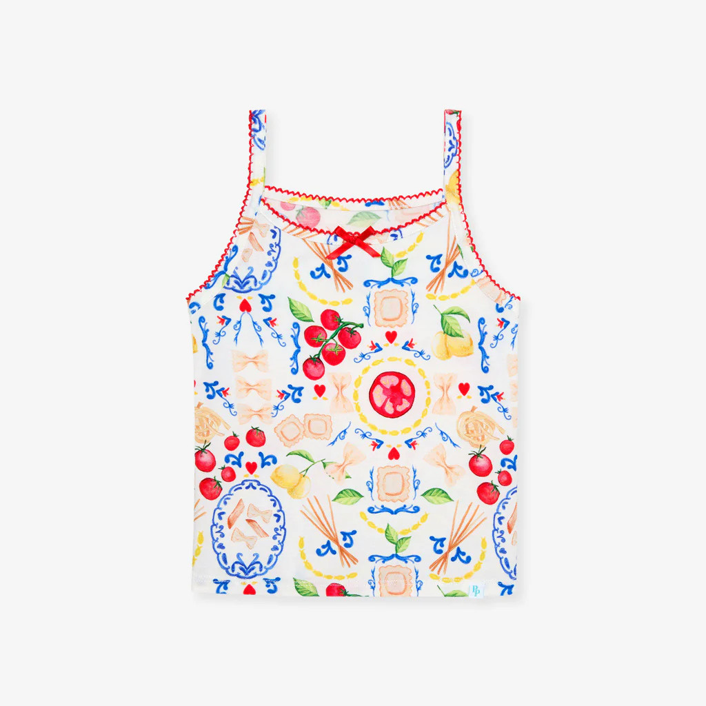 Pasta Red Toddler Girl Picot Camisole | Mangia | Posh Peanut