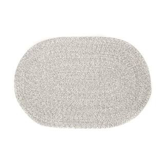 Braided Farmhouse Light Gray 5 ft. x 7 ft. Oval Cotton Area Rug | The Home Depot
