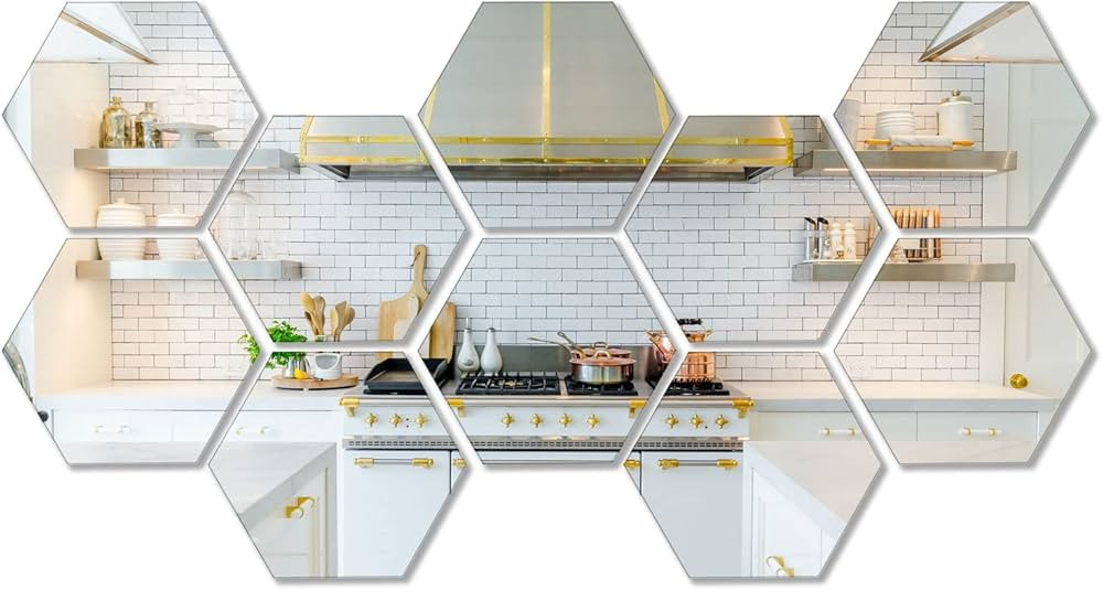 Kemmandi 10 Pieces Hexagonal Mirror Wall Mirror Glass Mirror Mirrors Decor for Home Bedroom Livin... | Amazon (US)