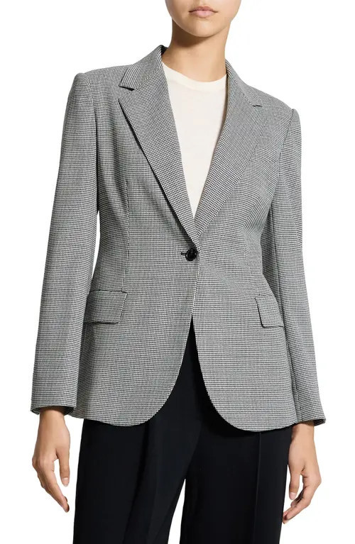 Theory Lynnia Houndstooth Blazer in Black Multi at Nordstrom, Size 4 | Nordstrom