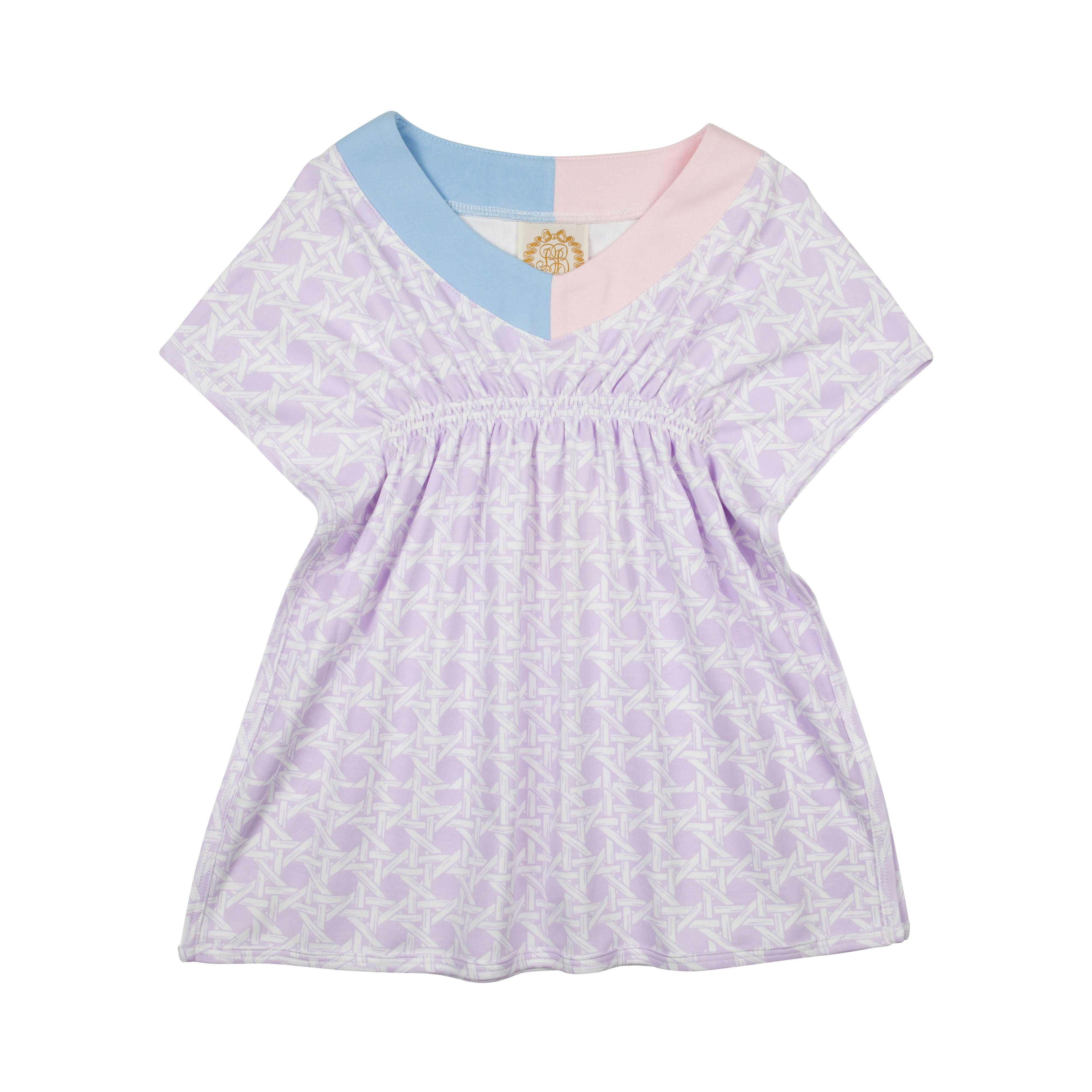 Tabby Tunic - Ocean Club Cane with Worth Avenue White Eyelet | The Beaufort Bonnet Company