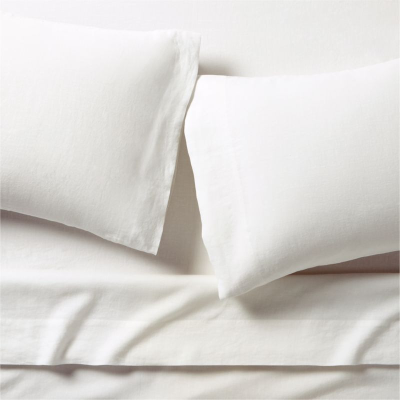 Aire Natural EUROPEAN FLAX -Certified Linen Crisp White King Bed Sheet Set + Reviews | Crate & Ba... | Crate & Barrel