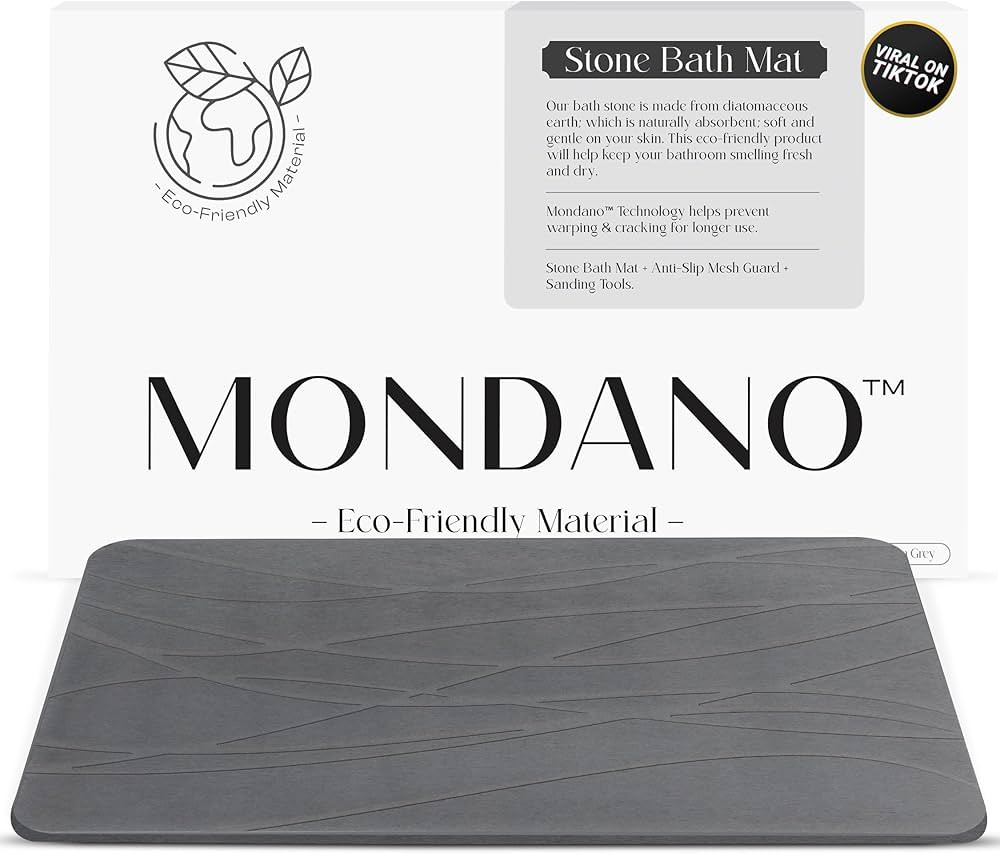 Mondano Stone Bath Mat, Diatomaceous Earth Shower Mat Non Slip Bathroom Mat Quick Dry Stone Mat, ... | Amazon (US)