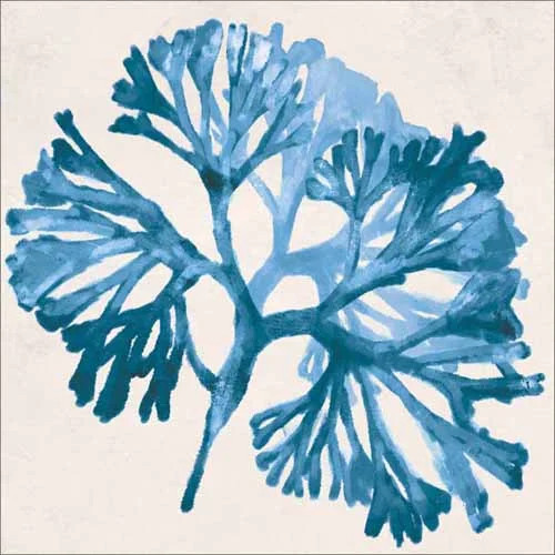 Watercolor Coral Reef Silhouette Modern Contemporary Trendy Coastal Painting 1 Blue & Tan Canvas ... | Walmart (US)