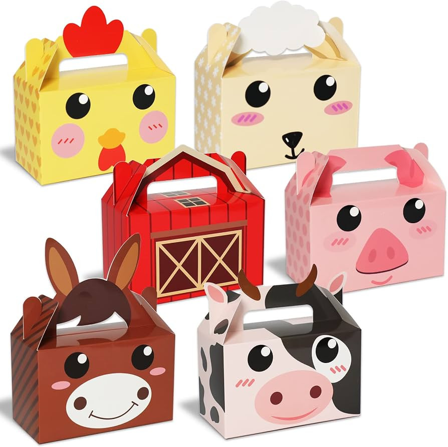 Tevxj 12 Pack Farm Animal Party Favor Boxes Farm Theme Birthday Goodie Boxes Farmhouse Animals Gi... | Amazon (US)