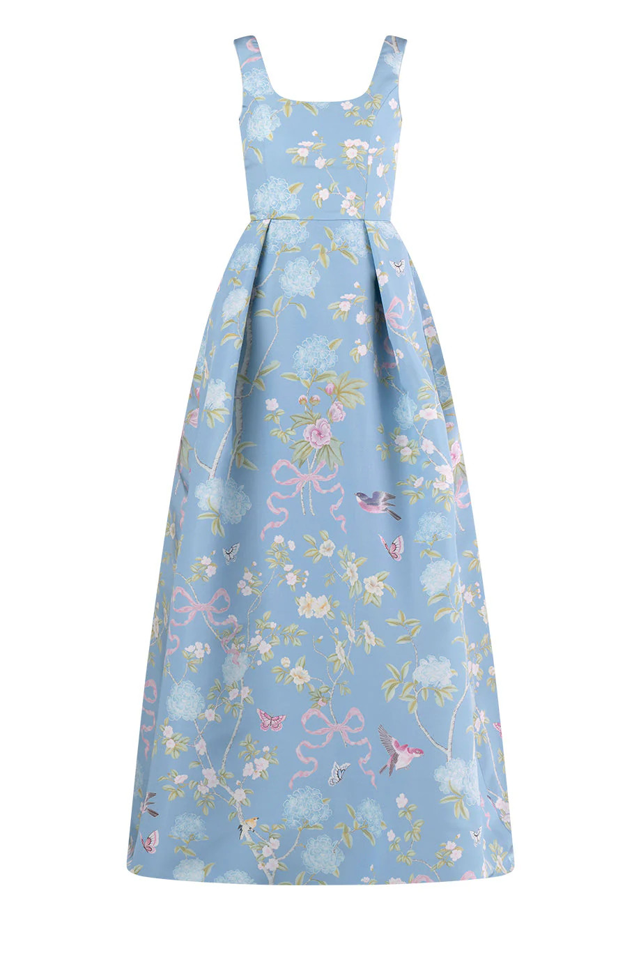 Caitlin Beheld Butterfly Floral Silk Faille Ball Gown in Hydrangea Blue | Over The Moon