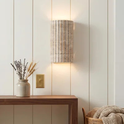 Natural Travertine LED Wall Sconce - Hand-Crafted Stone Fixture with Dimming, 3000K Warm Light for Bedroom Hallway Stair - ETL Liste | Wayfair North America