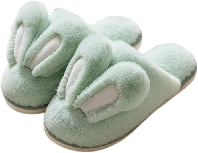 Women Cute Rabbit Ear Plush Slippers House Non-Slip Fluffy Bunny Slipper Indoor Warm Plush Animal... | Amazon (US)