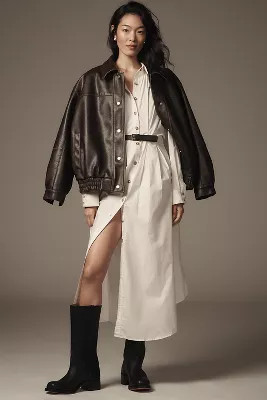 Pilcro Oversized Washed Faux-Leather Jacket | Anthropologie (US)