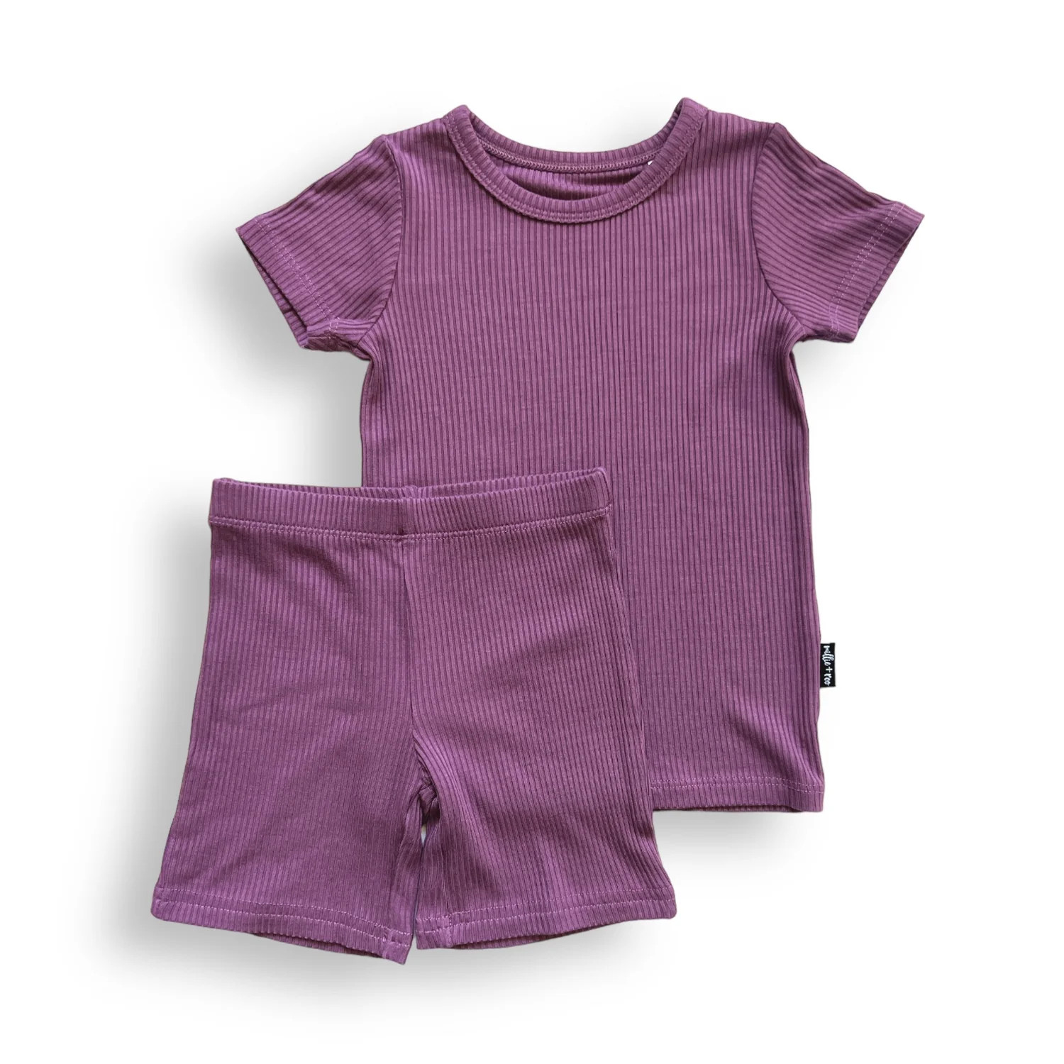 TWO PIECE SHORTIE SET- Plum Ribbed | millie + roo