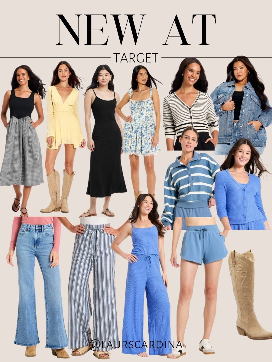 New arrivals at Target include dresses, cardigan sweaters, a denim jacket, jeans, striped drawstring pants, a tank and pants lounge set, sweat shorts, and cowboy boots.

Ootd, target Tuesday, affordable fashion, target finds

#LTKootd #LTKFindsUnder50