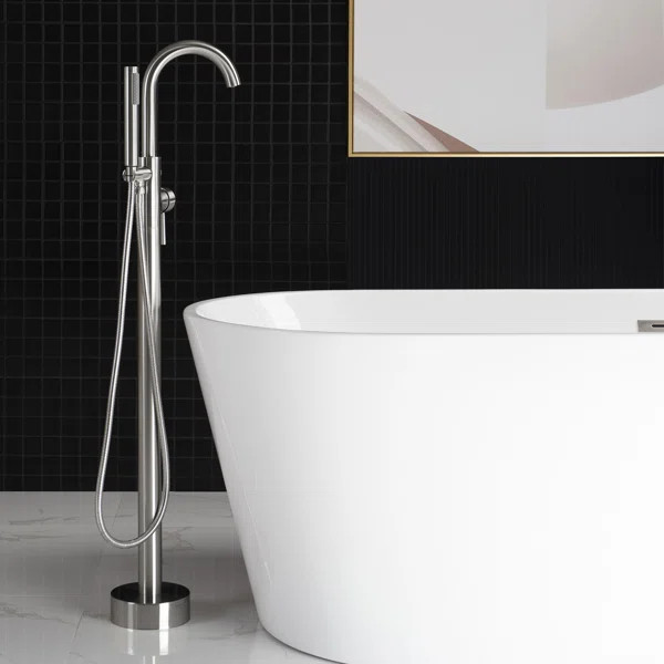 F0001 Single Handle Floor Mounted Tub Filler with Handshower | Wayfair North America