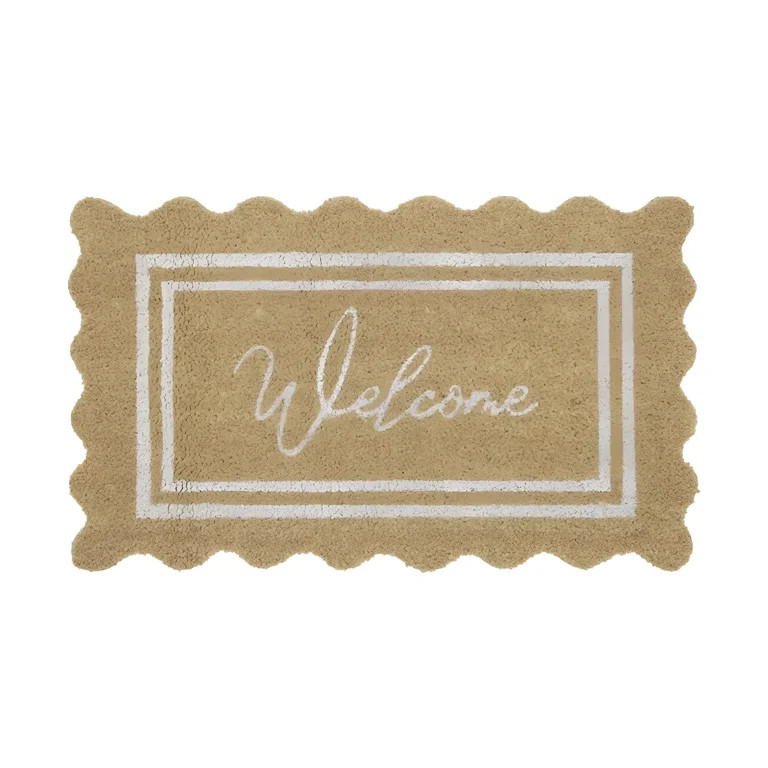 RLESO Welcome Outdoor Coir Doormat,Stylish Front Door Welcome Mat with Natural Scalloped Edge and... | Walmart (US)