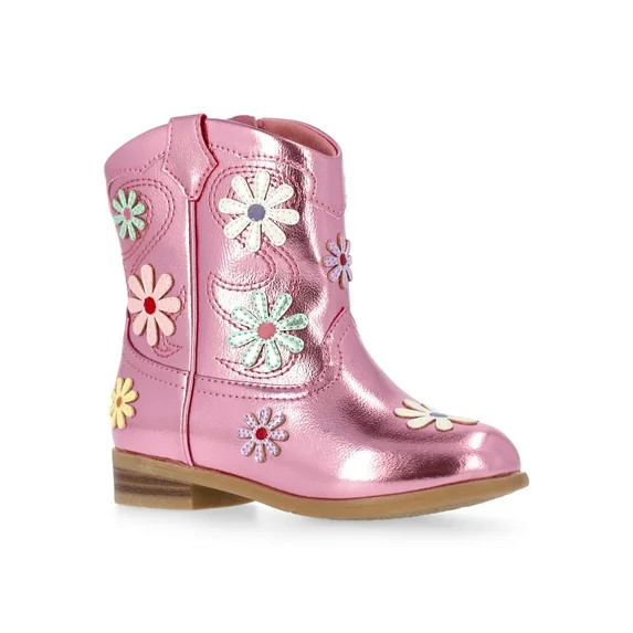 Wonder Nation Girls and Toddler Western Daisy Boots | Walmart (US)