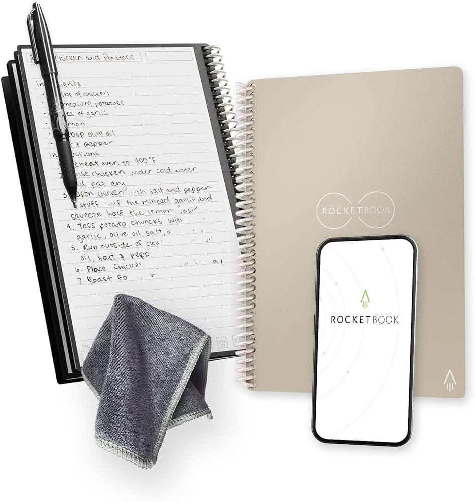 Rocketbook Core Reusable Spiral Notebook, Executive Size 6x8.8, Beige - Lined Pages, App-Connecte... | Amazon (US)