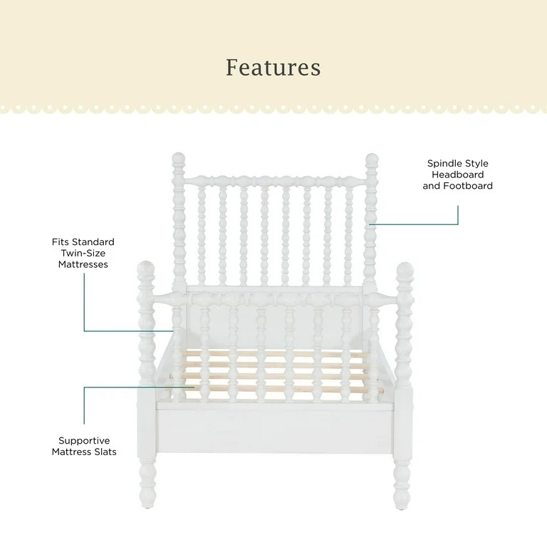 Pioneer Woman Harper Twin Spindle Bed, White | Walmart (US)