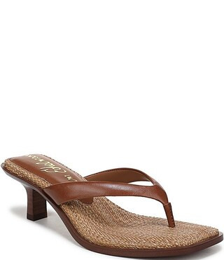 Dollie Leather Woven Kitten Heel Thong Sandals | Dillard's
