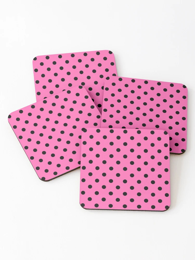Large Black on Light Hot Pink Polka Dots Coasters (Set of 4) | Redbubble (US)