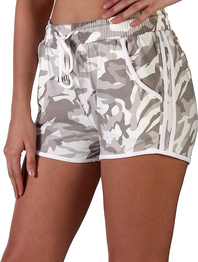 INDERO Women's Ultra Soft Fashion Print Active Shorts with Pocket Workout Yoga Run Shorts (Availa... | Amazon (US)