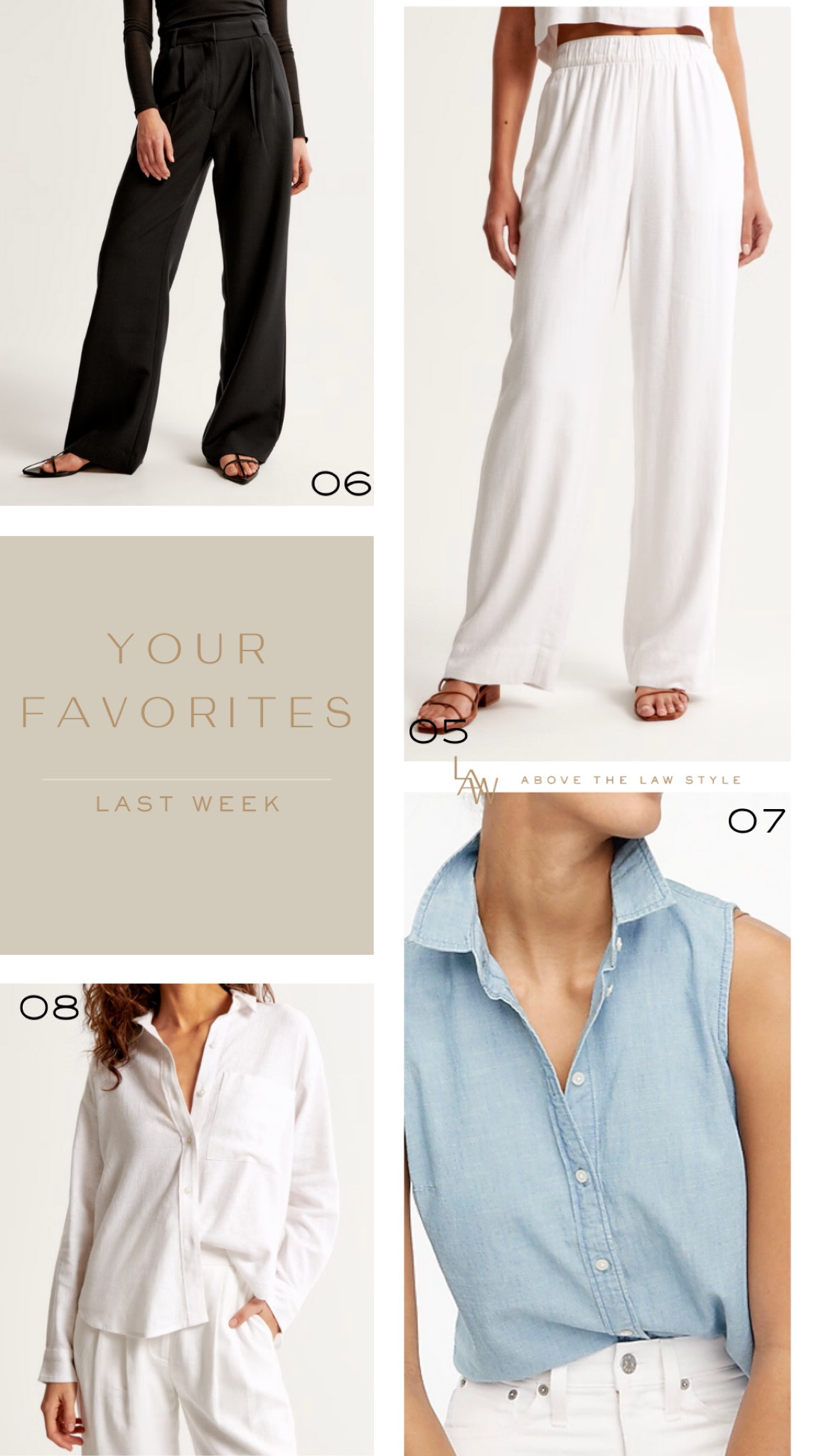 Your Favorites Last Week
5. Abercrombie linen pants
6. Abercrombie trouser pants
7. J.Crew Gactory chambray shirt 
8. Abercrombie linen shirt 

#LTKFindsUnder100 #LTKFindsUnder50 #LTKSaleAlert