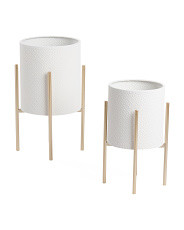 Set Of 2 Diamond Planters On Metal Stand | TJ Maxx
