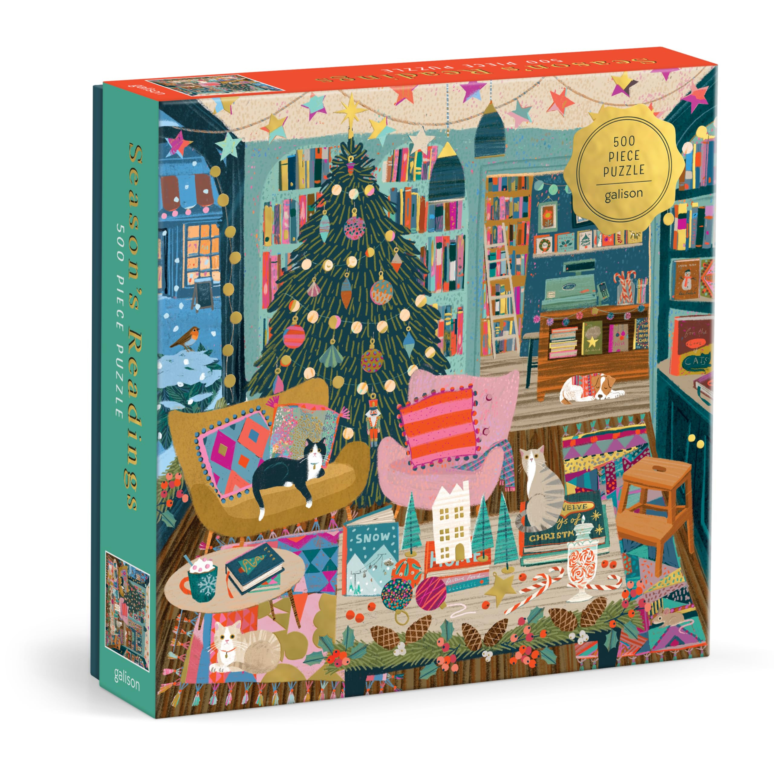 Galison Season's Reading – 500 Piece Foil Jigsaw Puzzle Featuring Beautiful Artwork of A Cozy C... | Amazon (US)